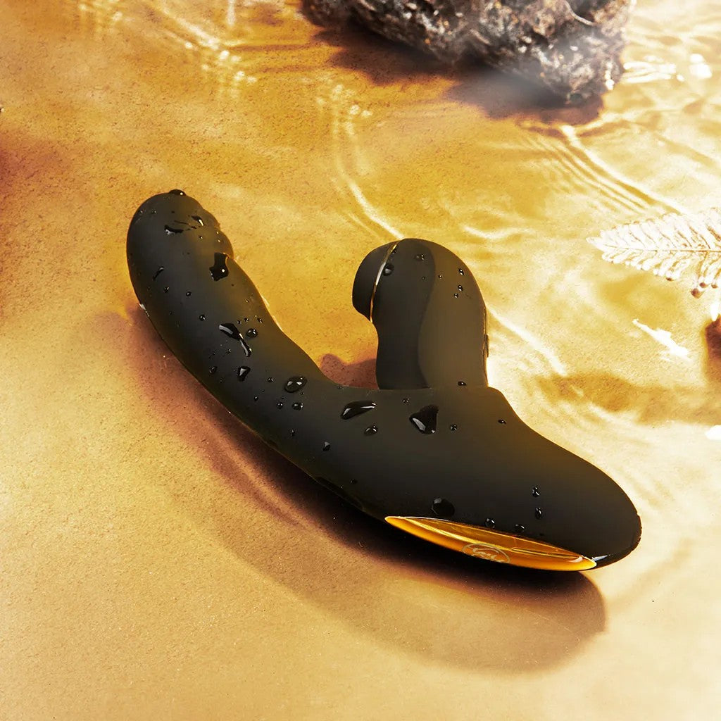 น้อง FATIMA Black Version- 2 IN 1 Detachable Suction, Thrusting and Heating Vibrator APP