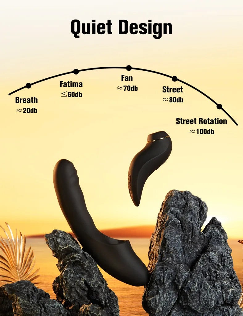 น้อง FATIMA Black Version- 2 IN 1 Detachable Suction, Thrusting and Heating Vibrator APP
